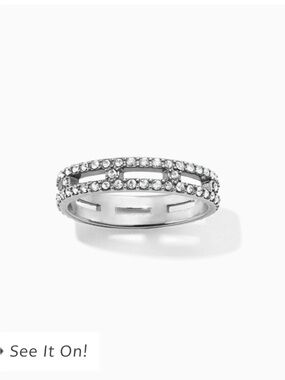 Brighton Silver Crystal Openwork Band Ring